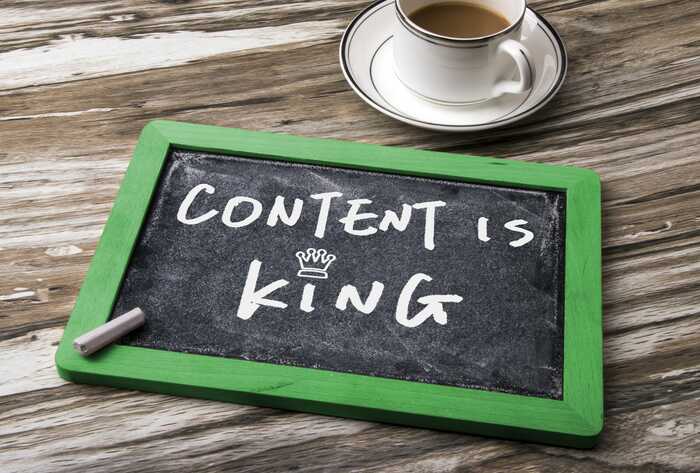 Content is King chalkboard about ranking in your website with Google